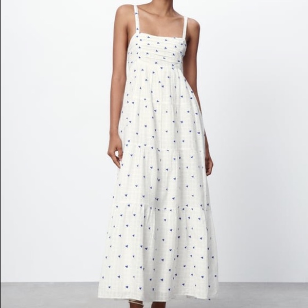 ZARA White Embroidered Dress